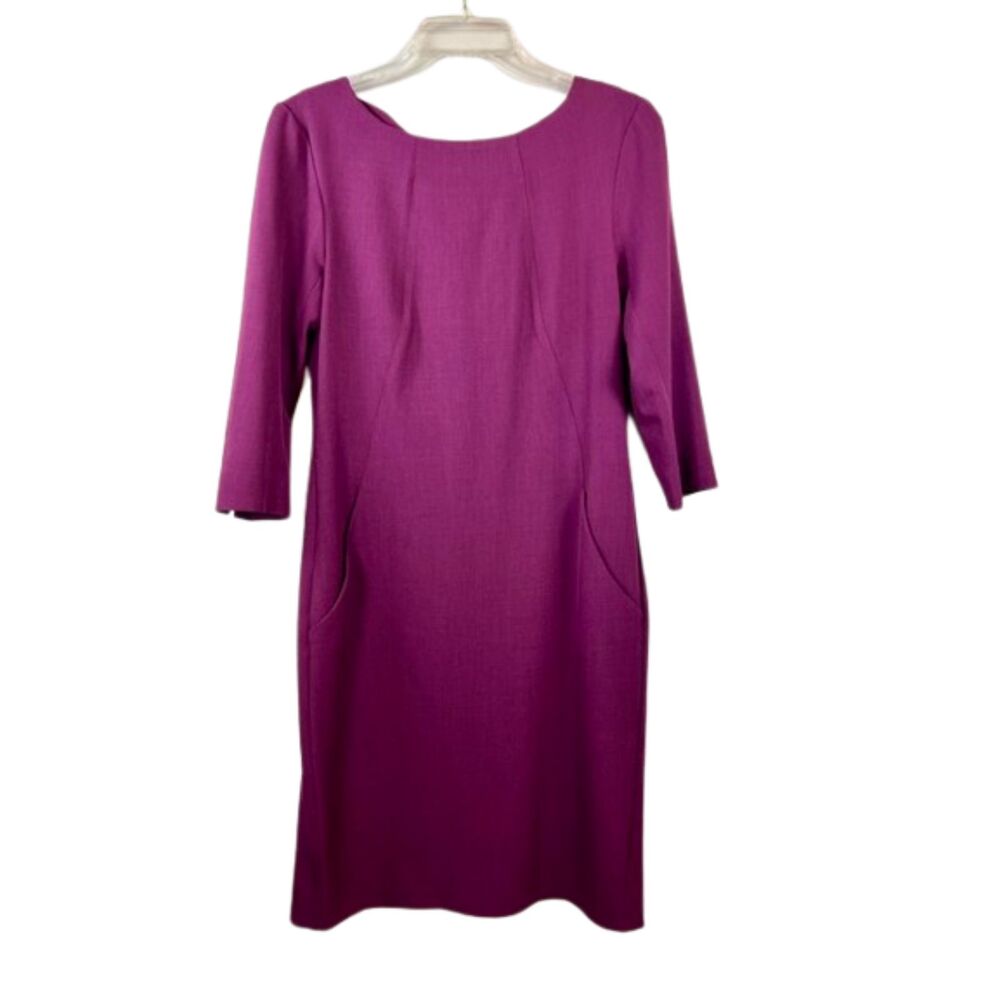 MM LaFleur Plum Purple 3/4 Sleeve Sheath Pocket Dress 6